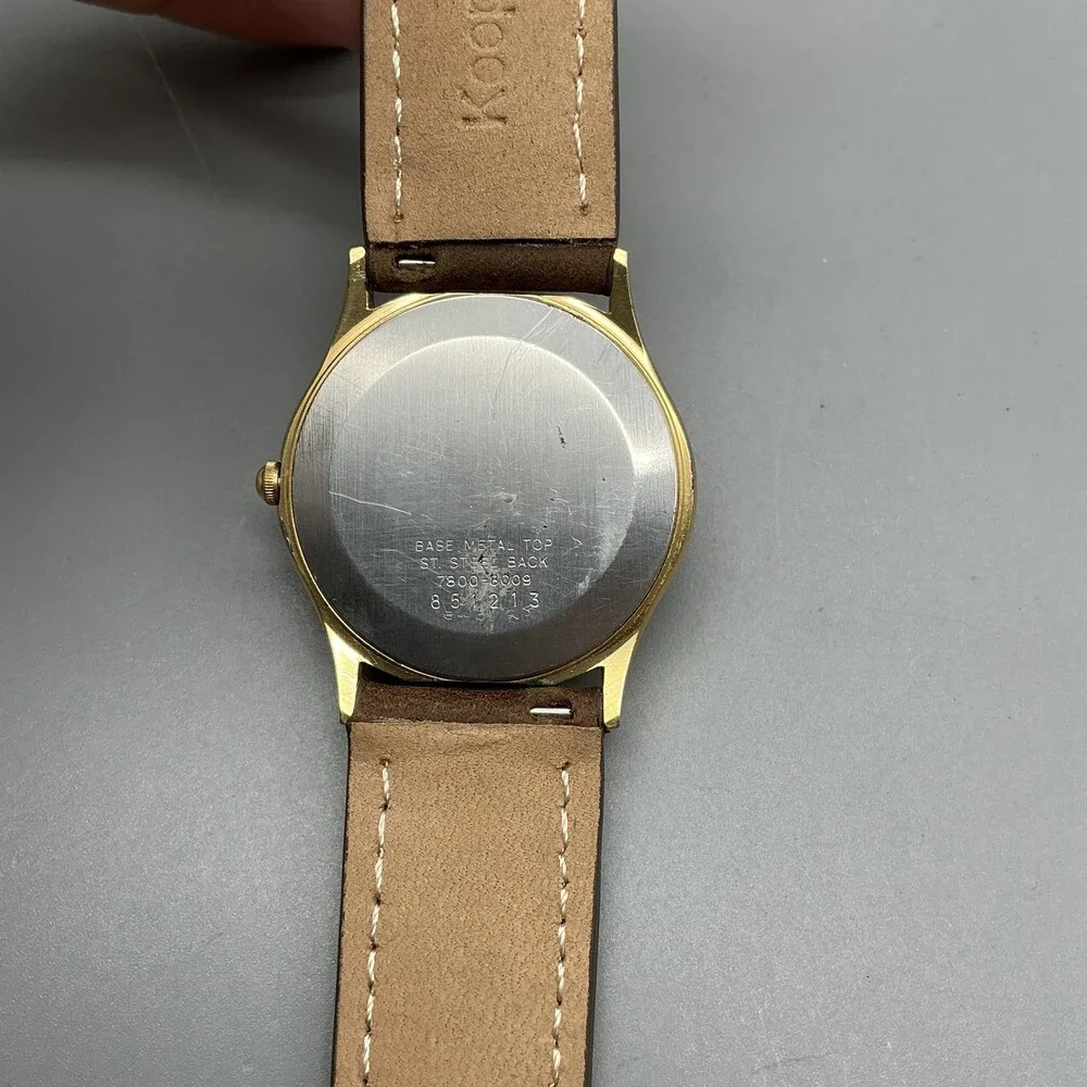 Vintage Seiko Quartz 7430-8009 Mens Watch 31mm Brown Dial Leather New Battery
